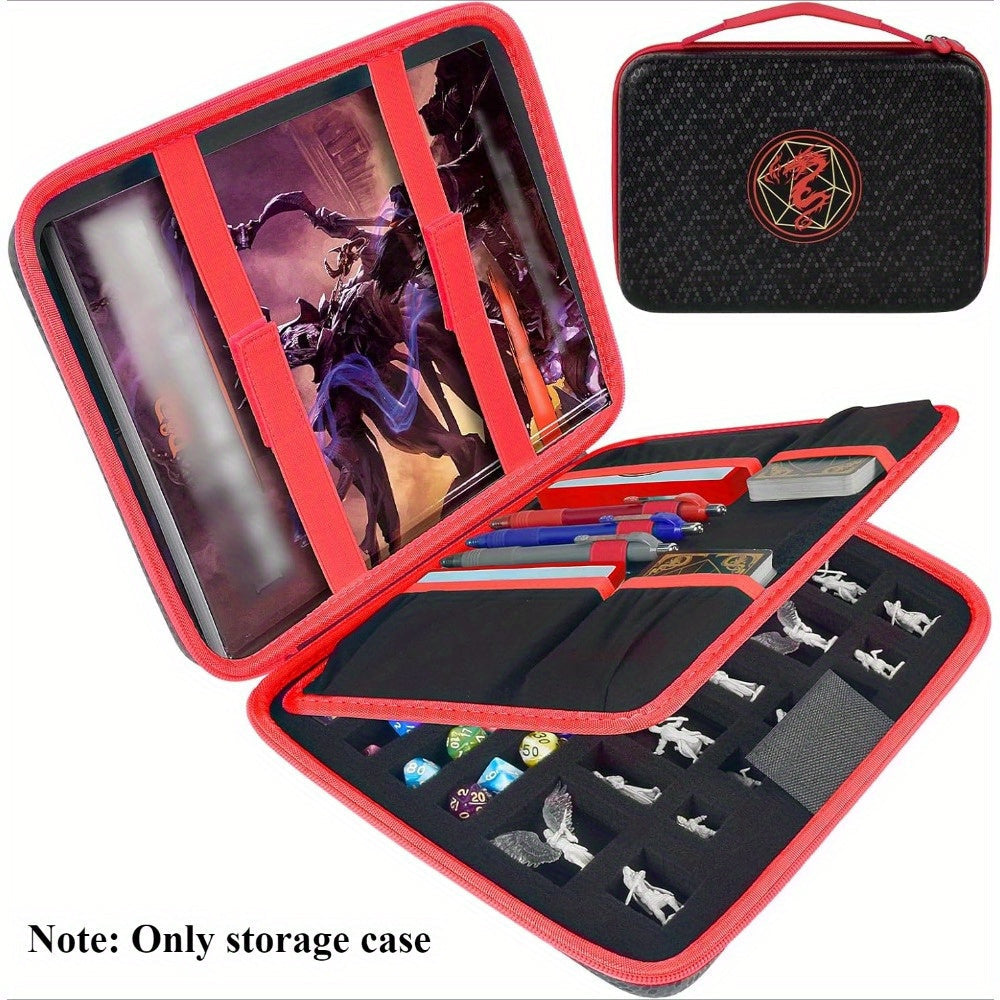 Four-Color Dice Tray Storage Case with Rolling Surface, Miniature Compartments and Polyhedral Slots