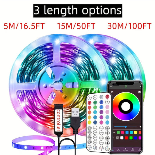 Smart RGB LED Strip Lights 10M 32FT Remote Control Color Changing Atmosphere Lights for Bedroom Room Party Halloween Christmas Wedding Home Decor