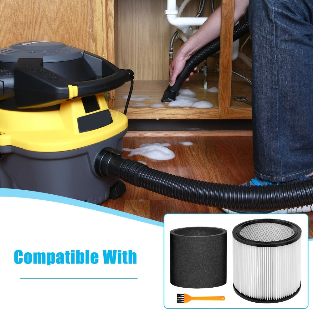 Shop Vac Filter Set with Cartridge, Foam Sleeve and Dusting Brush, Listed for 90304 Wet/Dry Vacuums