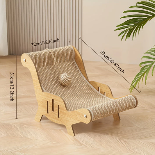 Cat Scratcher Lounge Pad Large Upgraded Sisal for Indoor Cats - Durable Stable Cat Furniture Scratch Board & Resting Mat, Combo Set Available with Leash & Collar