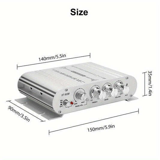 400W Car Audio Amplifier 2.1 Channel 12V Vehicle Sound System Stereo Bass Booster with Aluminum Alloy Housing, Easy Installation for Car Truck SUV Audio Upgrade — Silver