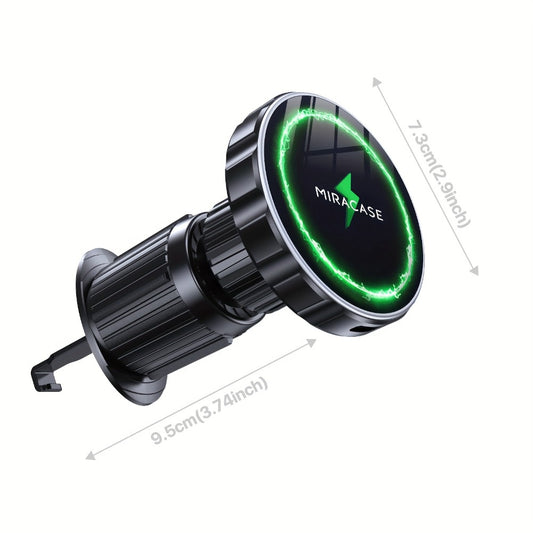 15W Magnetic Wireless Car Charger – Air Vent Mount with N52 Strong Magnet, Fast Charging for iPhone 17 Pro Max / 16 / 15 / 14 / 13 / 12 Series & MagSafe Cases, FCC & RoHS Certified