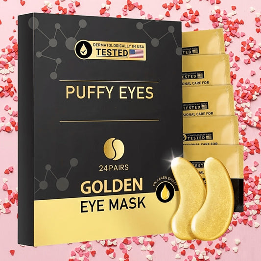 Under Eye Patches 24K Gold 24 Pairs - Collagen Hyaluronic Acid Eye Mask for Fine Lines, Wrinkles, Puffiness & Dark Circles, Korean Skincare Anti-Aging Eye Treatment for All Skin Types