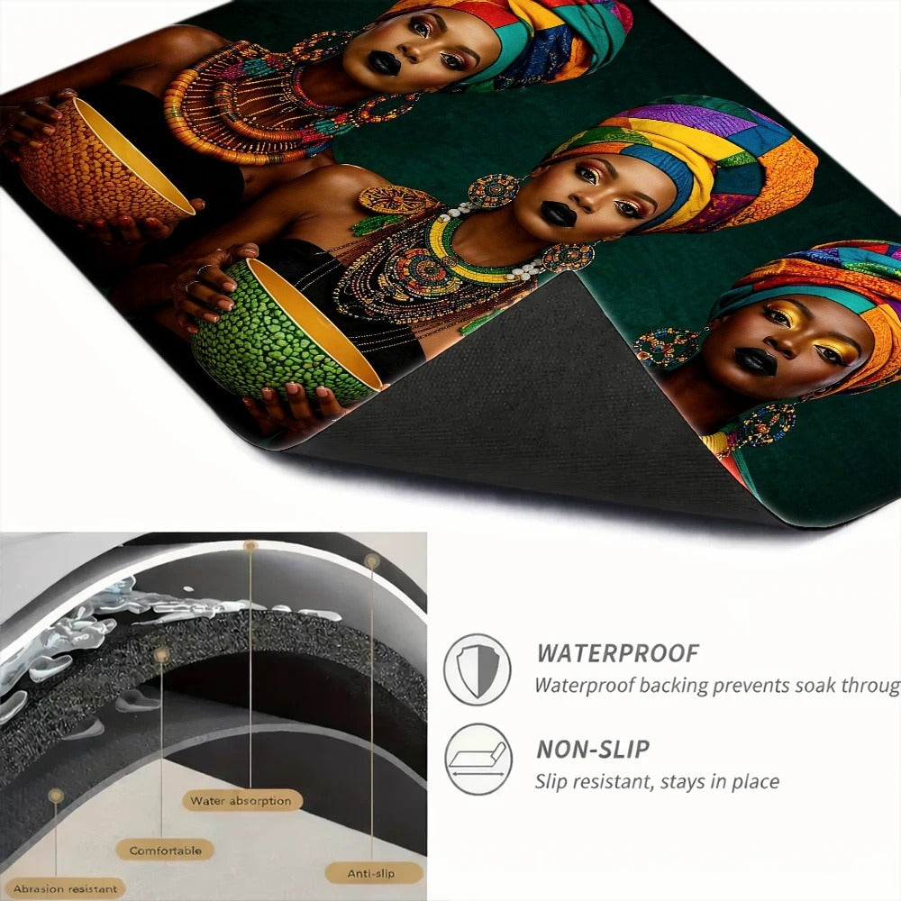 Colorful Portrait Pattern Stove Protector Mat, 28.35 x 20.47 Inches with Rectangular Format