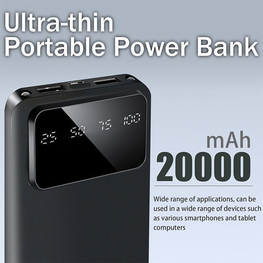 Power Bank 20000mAh Pro with Dual USB Output, Type-C Input and LED Digital Battery Display