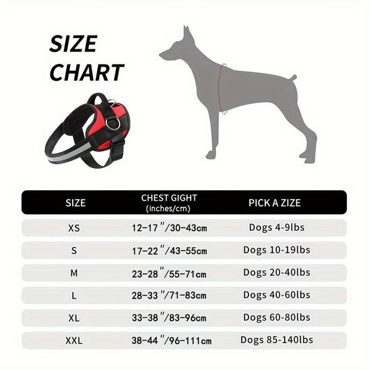 Breathable Reflective Dog Harness with Control Handle – Adjustable Outdoor Vest for Walking Running Hiking – XS to XXL