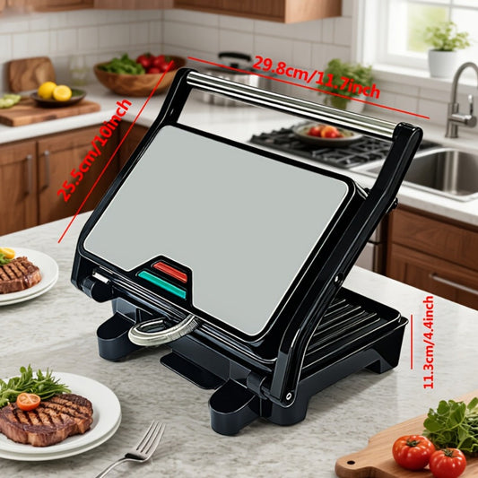 Electric Panini Press Grill Double-Sided Heating Sandwich Maker Waffle Iron Steak Grill Indoor Barbecue Machine for Panini Toasts Burgers Sausages Quick Meals Home Kitchen