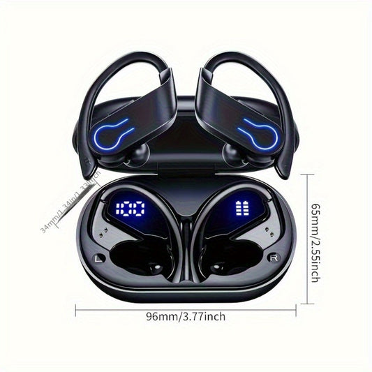 Wireless Earbuds TWS Earhooks with Semi-Open Back, ENC Calls, LED Case and Touch Volume in Two Colors