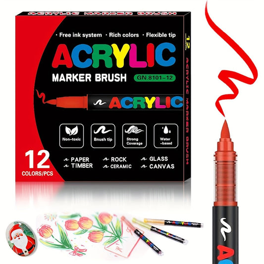 Acrylic Paint Pens Marker Set for Rock Painting Canvas Wood Glass Fabric Ceramic Fine Tip Liquid Acrylic Markers for Artists Adults Kids Available in 12 36 60 80 120 Colors