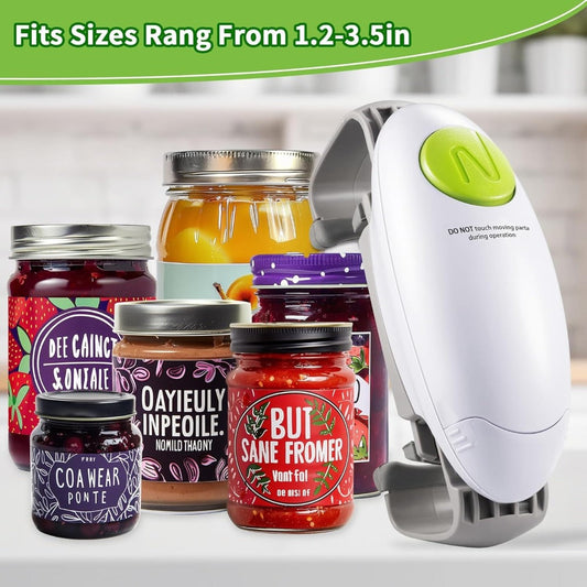 Electric Jar Opener One Touch Automatic – High Torque Battery Operated Jar Lid Opener for Seniors, Arthritis, Weak Hands, Women & Chefs | Hands-Free Kitchen Gadget Gift