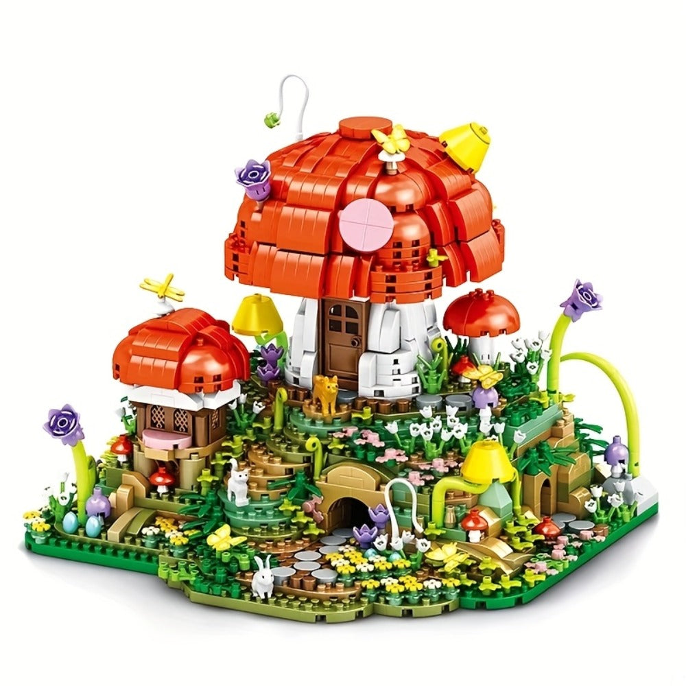 Fairy Mushroom House Building Blocks Set 2000+ Pcs – Mythical Fantasy Miniature Architecture Model 663 Desktop Decoration Display for Adults Teens Birthday Christmas Gift Fantasy Lovers