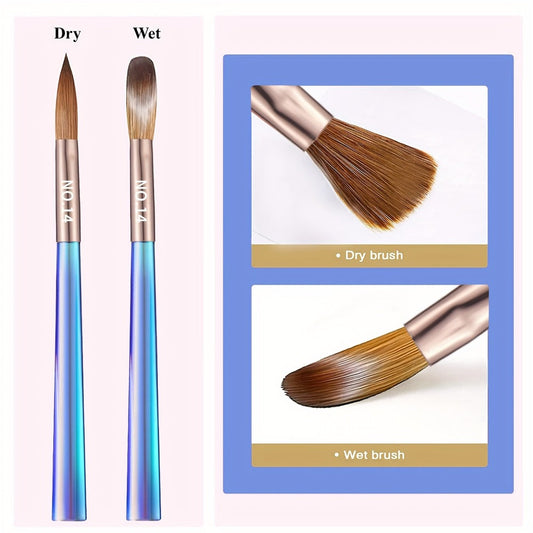 Nail Art Brush Set 7Pcs Aurora Blue Handle – Professional Acrylic Gel UV Nail Painting Brushes for Sculpting Dotting Liner Drawing & Extension Building, Formaldehyde-Free Bristles for Salon & Home DIY Manicure