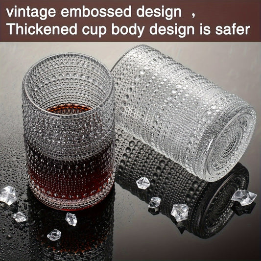Hobnail Drinking Glasses Set of 6 – 13 Oz Large Clear Glass Cups for Water, Wine & Cocktails