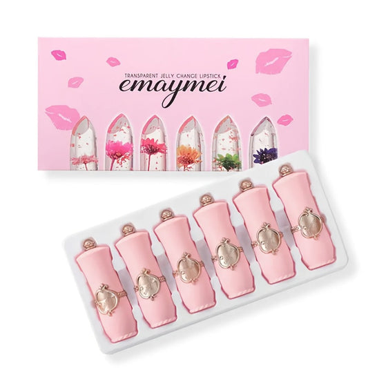 Moisturizing Lipstick Set 6 Pack – Transparent Petal Gloss Lip Color in Berry & Nude Shades, Long-Lasting Hydrating Formula, Prevents Chapping & Dryness, Perfect Gift for Women