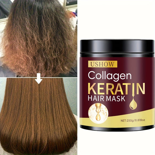 Keratin & Collagen Deep Repair Hair Mask 250g — Intensive Split End Protection & Nourishment for Dry Damaged Hair | Softens, Strengthens & Restores | Salon-Quality Treatment for Women