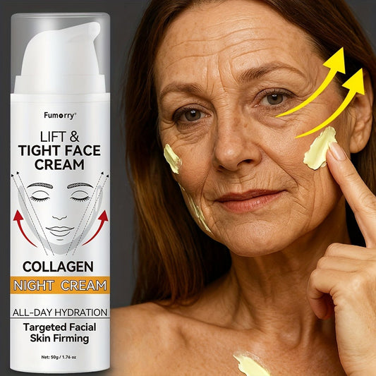 Snail Mucin Collagen Night Cream Firming Lifting Tightening Hydrating Moisturizing Anti-Aging Face Cream Soft Elastic Skin All Skin Types Women 50g 1.76oz