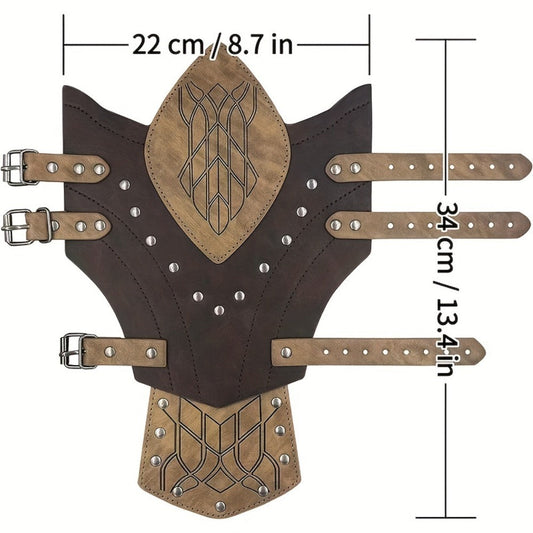 Costume Accessories 2-Piece Embossed Faux Leather Arm Guards with Buckle Straps in Black for Themed Events