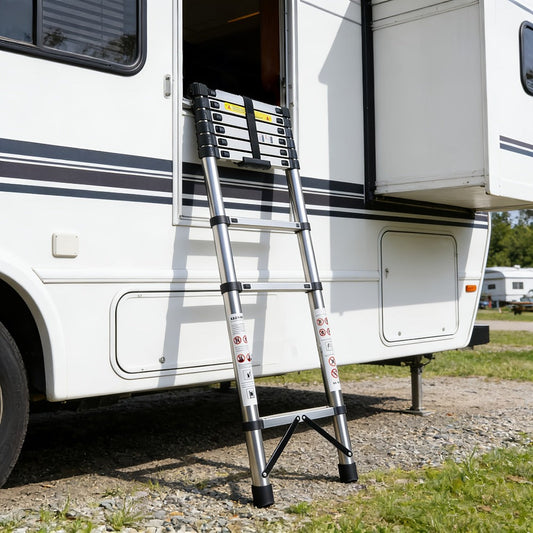Telescoping Extension Ladder Aluminum Heavy Duty 330 LBS – 6.5 / 8.5 / 10.5 / 12.5 FT Folding Telescopic Ladder, Easy Store, Multi-Purpose for Roof Repair, Painting, Gutter Cleaning & Outdoor Work