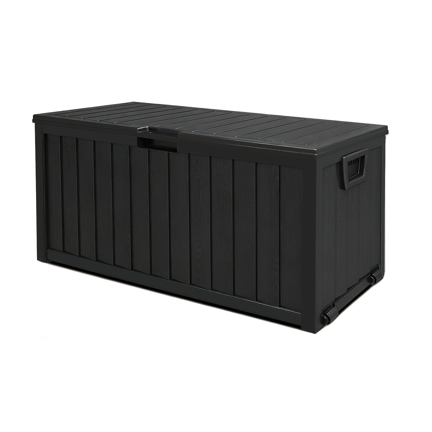 35- or 75-Gallon Outdoor Deck Box with Hinged Lid, Side Grips and Black or Beige Model Options