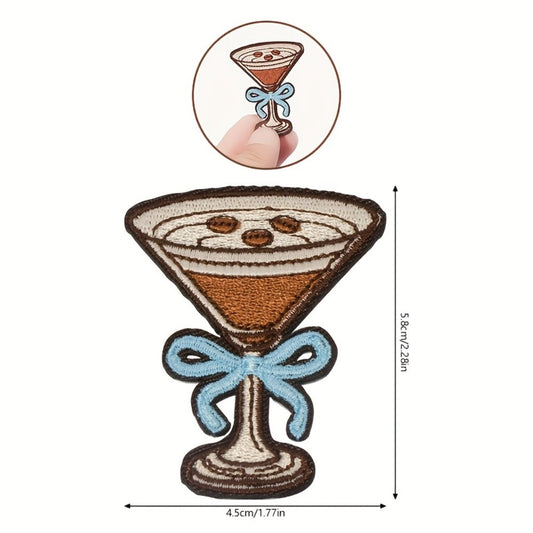 Embroidered Patch - Espresso Martini Set 5pcs Vintage Iron-On Polyester Patches for Clothing - product detail view 2