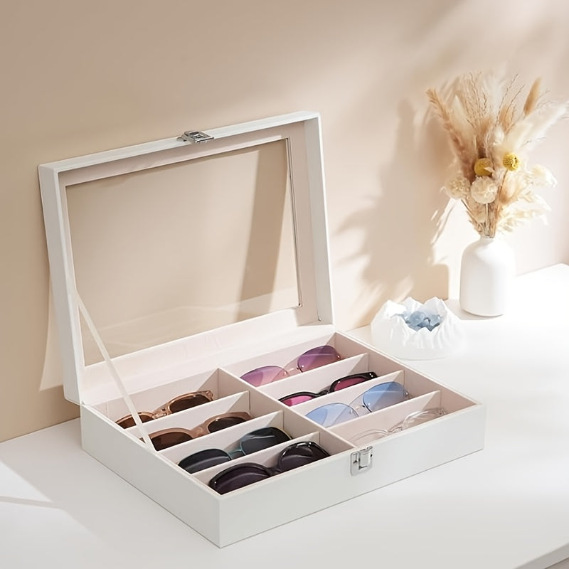 Eyewear Accessories - 8-Slot Glasses Storage Case - Luxury PU Leather Large Capacity Eyeglass - product detail view 17