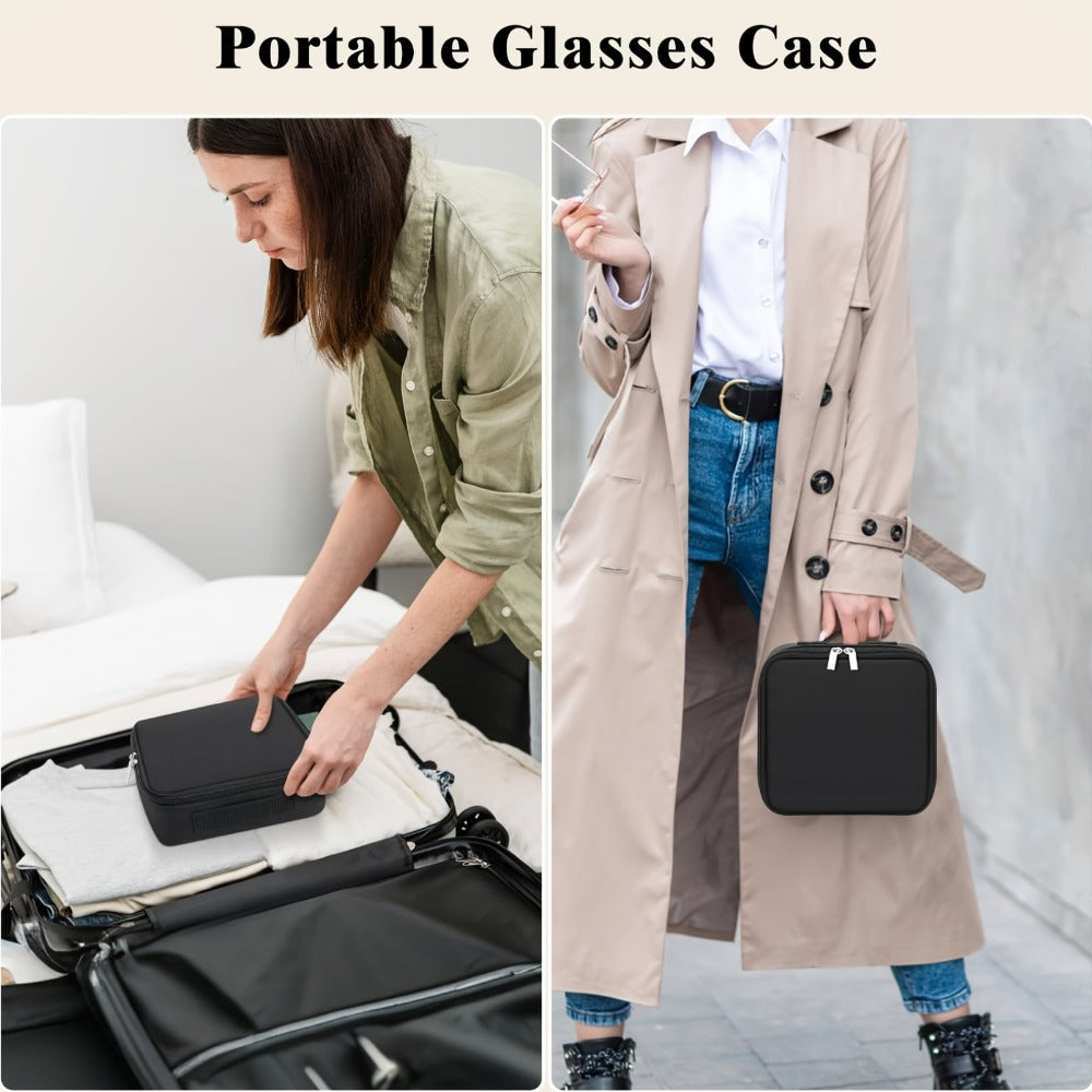 Eyewear Accessories - Hard Shell Eyeglasses Organizer Case - Adjustable 7-Slot Portable Storage - product detail view 10