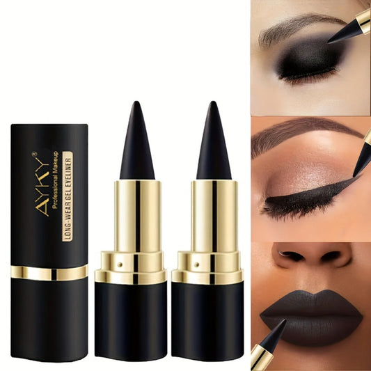 Waterproof Gel Eyeliner Stick 2 or 4PCS 24-Hour Long-Lasting Matte Fast-Drying Non-Smudge Eye and Lip Liner with Brush - Black Brown Everyday Party Makeup Women