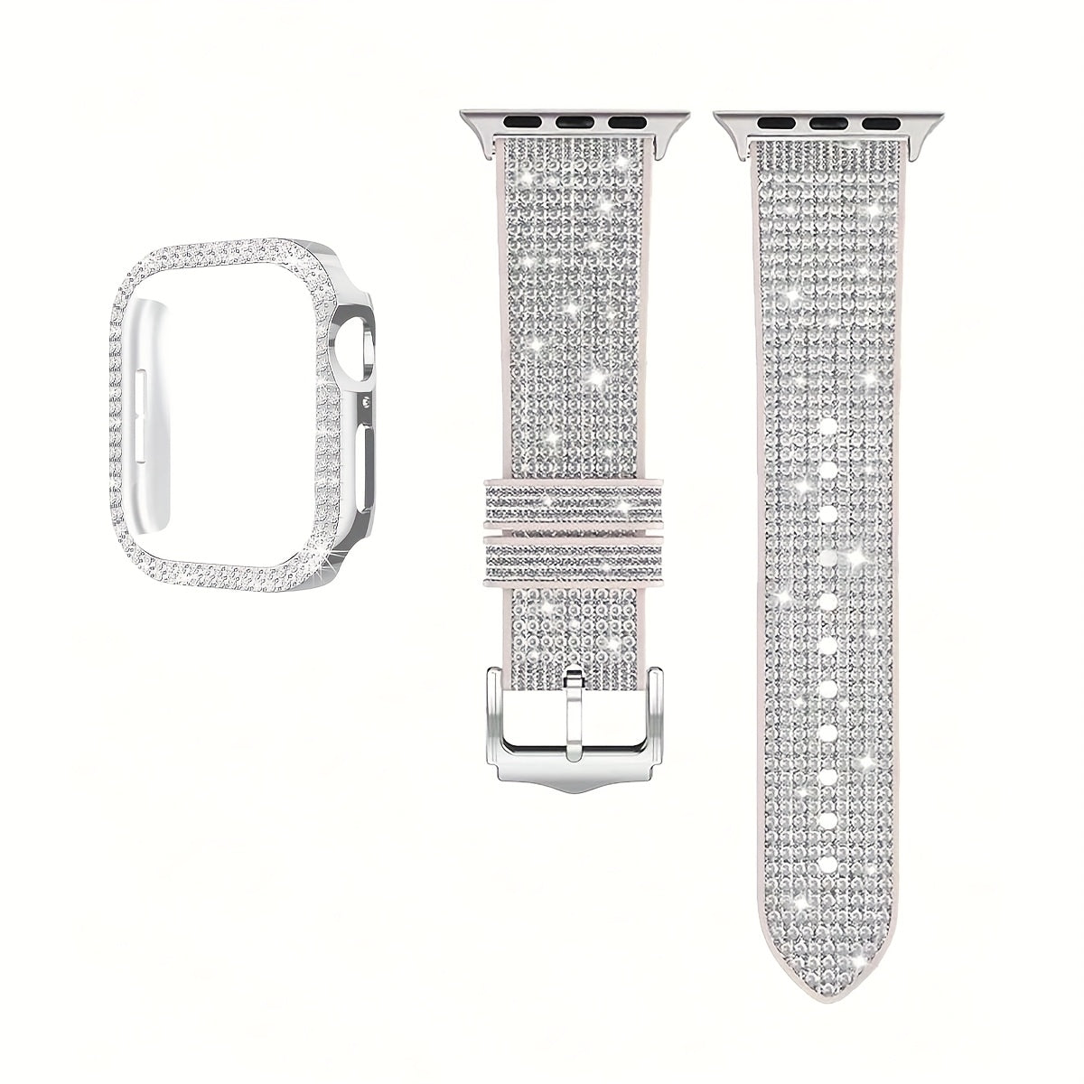 Rhinestone Mesh Watch Band and Matching Case Set for Apple Watch in 19 Color-and-Size Options