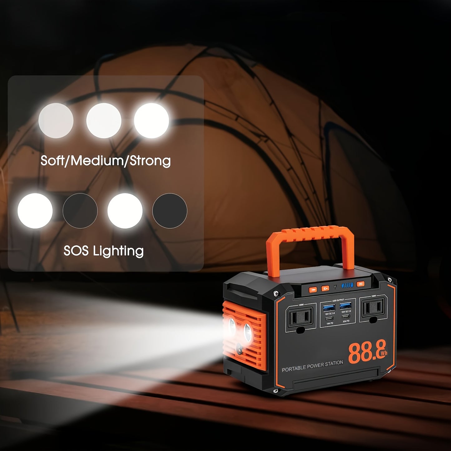 Portable Power Station 88.8Wh/111Wh – Solar Generator with AC/DC/USB Ports, 30W Solar Panel Optional, Backup Battery for Camping, Emergency, CPAP, Laptops, Fans