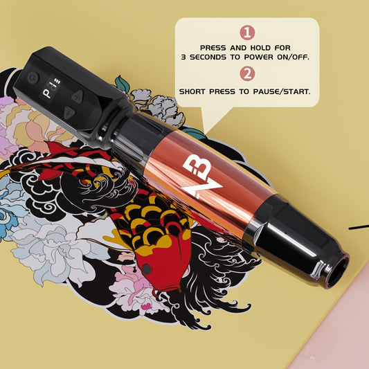 Tattoo Machine Set Complete Wireless - TM-72 Tattoo Pen Gun with Power Supply 10 Assorted Needles 8 Color Ink Bottles Full Tattoo Kit for Beginners & Professional Tattoo Artists