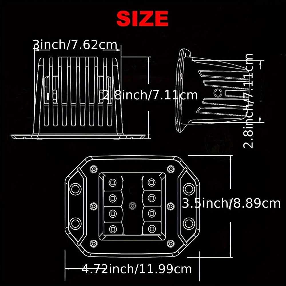 LED Pods 5 Inch 40W Flush Mount Off Road Work Lights - 2 Pack 12V 24V Spot Flood Combo Driving Lights for Truck SUV ATV Jeep 4x4 Pickup, Waterproof LED Light Bar Pods