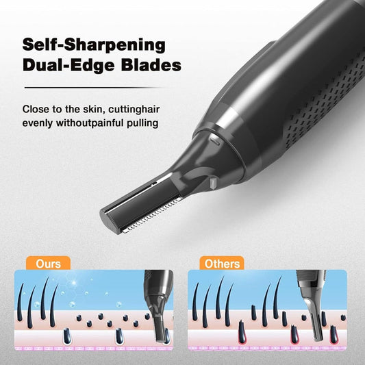Rechargeable Eyebrow & Nose Ear Hair Trimmer for Men – Electric Detail Trimmer for Neckline Sideburns Eyebrows & Ear Hair, Cordless Grooming Tool for Men's Facial Hair, Grey
