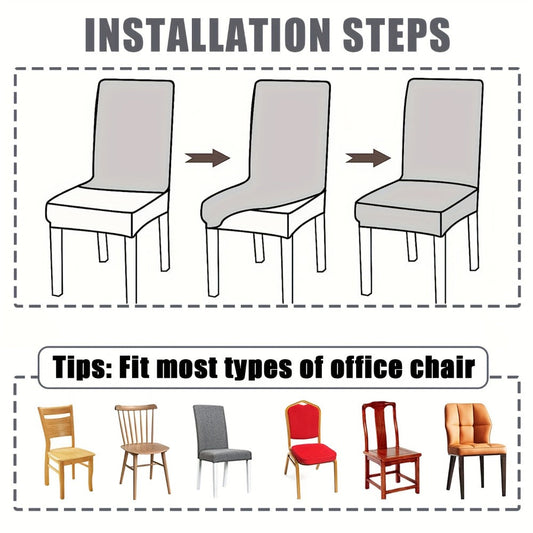 Silky Fiber Elastic Dining Chair Covers Set | Stretch Milk Fiber Slipcover, All-in-One Furniture Protector for Kitchen Wedding Office Hotel Living Room, 4pcs or 6pcs, 8 Colors