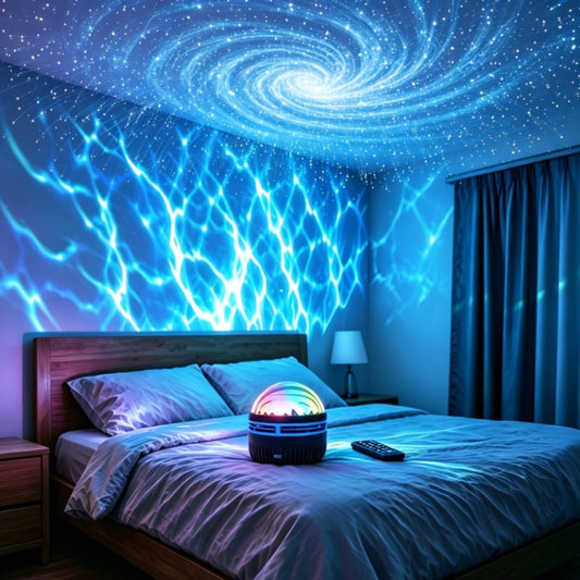LED Star Projector Night Light USB Powered, 7-Star Galaxy Starry Sky & Water Ripple Effect Lamp for Bedroom Camping Wedding Home Decor, Holiday Gift