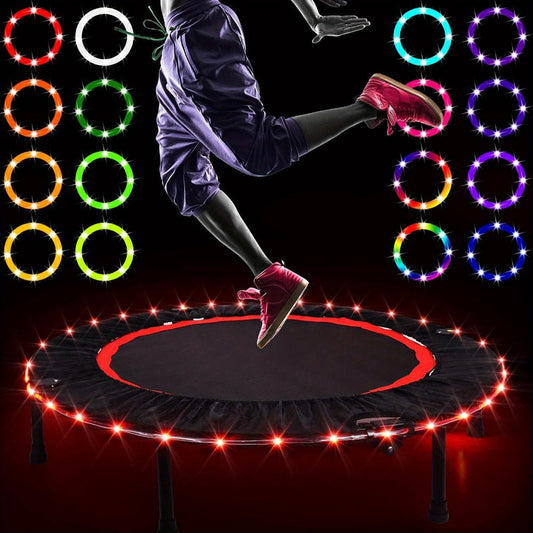 Solar Powered LED Trampoline Lights Colorful Rope Lights for 8-16 Ft Trampolines 8 Dynamic Modes IP65 Waterproof Outdoor Backyard Decoration Warm White Blue Multicolor