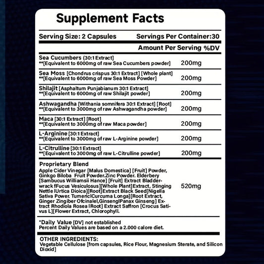 Ashwagandha & Maca Root Capsules with Sea Moss, Shilajit, L-Arginine & L-Citrulline – Stress Relief, Mood & Energy Supplement for Women and Men | Choose 60 or 120 Capsules | Daily Herbal Wellness Formula