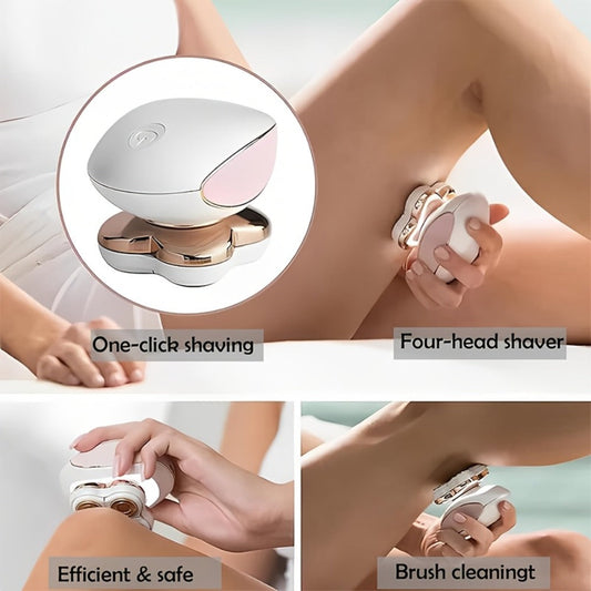 Electric Shaver for Women with Four Rotating Heads, USB Rechargeable Power and Wet/Dry Use for Listed Areas