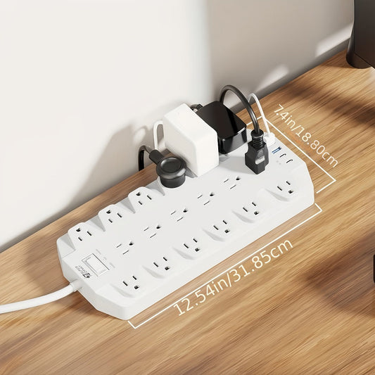 45W USB-C PD Power Strip Surge Protector 26-in-1, 22 AC Outlets & 4 USB Ports (2 USB-C 45W + 2 USB-A), 2100J, Flat Plug Wall Mountable, 15A Heavy Duty Extension Cord for Home Office Dorm – Multiple Outlet Sizes