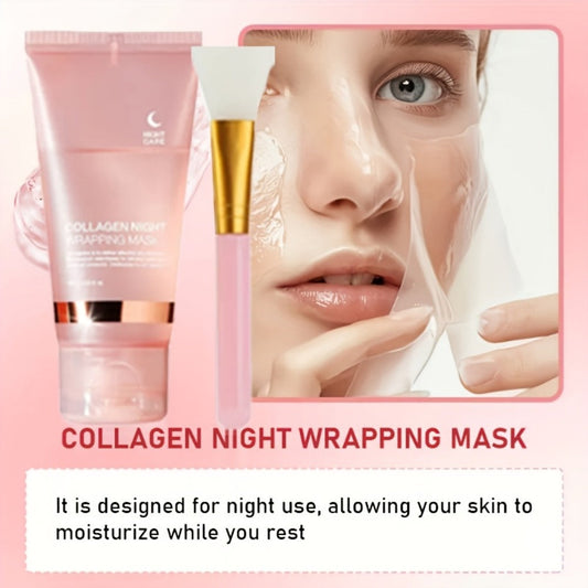 Collagen Overnight Sleeping Mask 3pcs 75g - Niacinamide Hyaluronic Acid Intensive Moisturizing Lifting Firming Sleep Off Face Mask for Women, Deep Hydration Anti-Aging Gel Texture