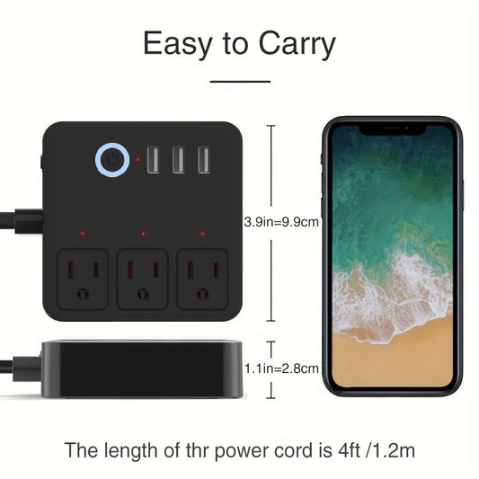 Smart Power Strip WiFi with 3 Individually Controlled Outlets & 3 USB Ports – GHome Surge Protector, Works with Alexa & Google Home, Tuya App, Timer, No Hub, 4ft Cord, 2.4GHz, US Plug (White)