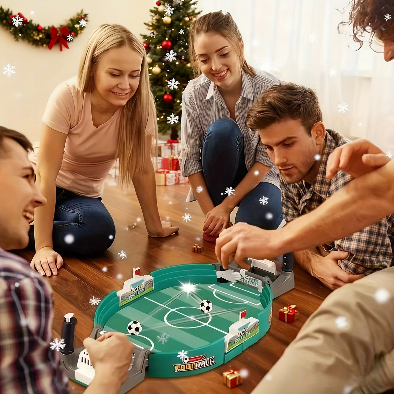 Compact Tabletop Football Flick Game with Twin Scoreboards and 6- or 10-Ball Checkout Options