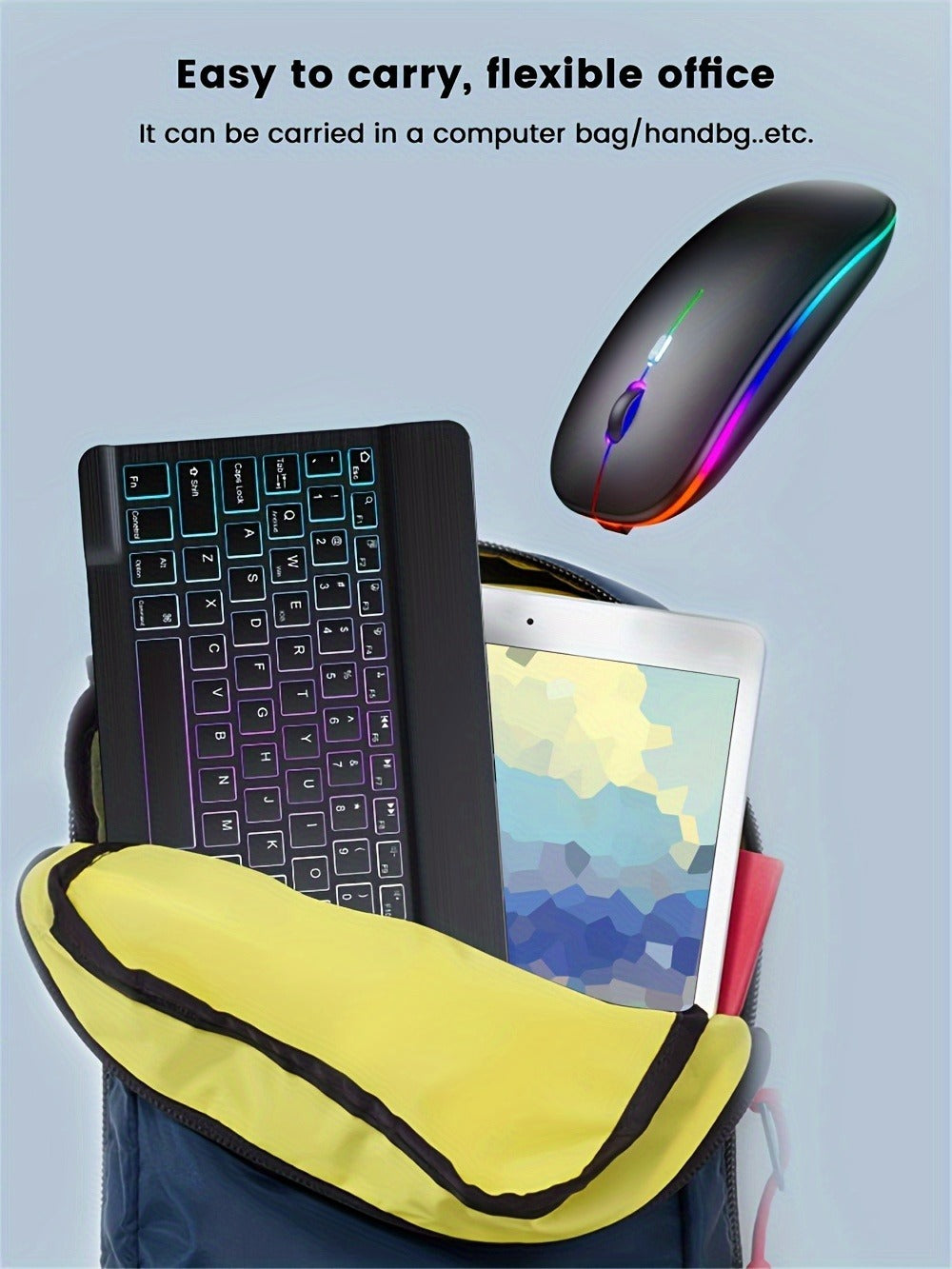 Slim White Wireless Keyboard and Mouse Set with Rechargeable Type-C Keyboard and Backlit Key Presentation