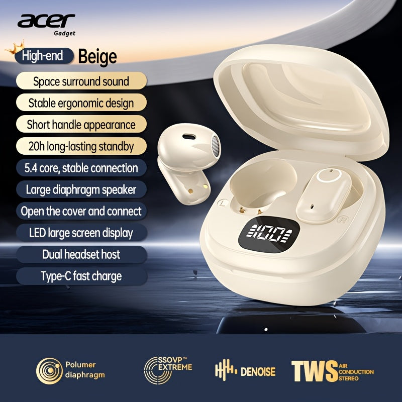 Wireless Earbuds Acer Sports TWS with 50-Hour Standby, Low Latency and Touch Control in Three Colors