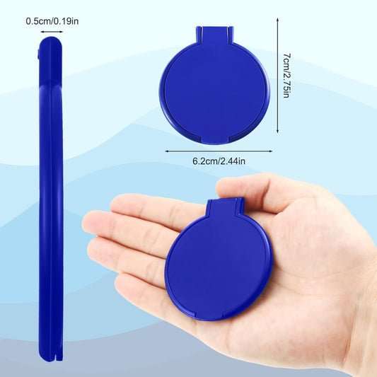Makeup Mirror Set 10 or 21-Piece Royal Blue Folding Pocket Compacts with Round Glass, Flip Covers and Stand Function