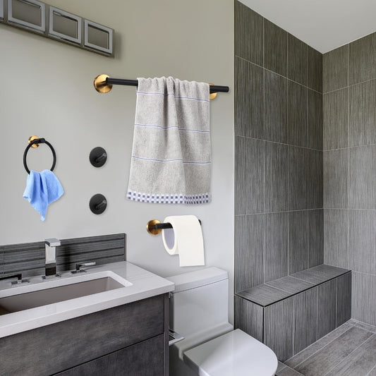 10-Piece Bathroom Hardware Set SUS304 Stainless Steel Wall Mounted Towel Bar Toilet Paper Holder Robe Hooks Gold Black