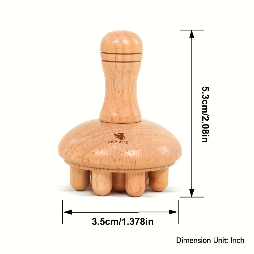 Rounded Handheld Body Massage Tool with Mushroom-Style Grip and Multiple Smooth Contact Pegs