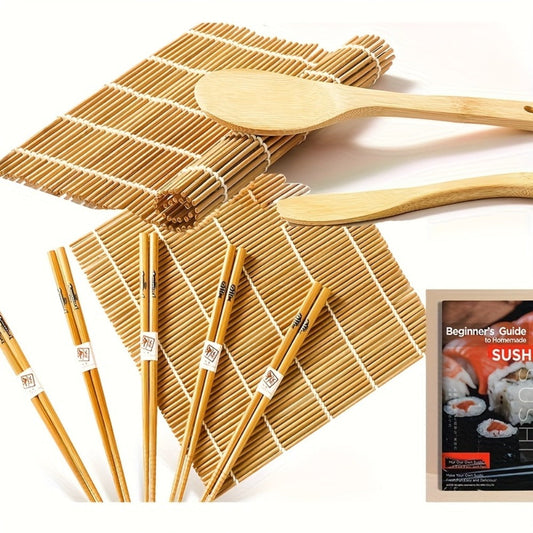 Sushi Making Kit 9/27Pcs with Bamboo Rolling Mats, Rice Molds, Paddle, Knife & Chopsticks – Beginner Set for Home, School, Camping & Gifts