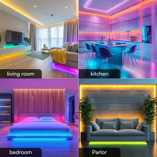 Smart LED Strip Lights 5050 RGB IC App & Remote Control, Music Sync Color Changing, for Bedroom Living Room Kitchen TV Home Decoration, Party Holiday Lighting – 25ft 50ft 100ft 130ft 200ft Available