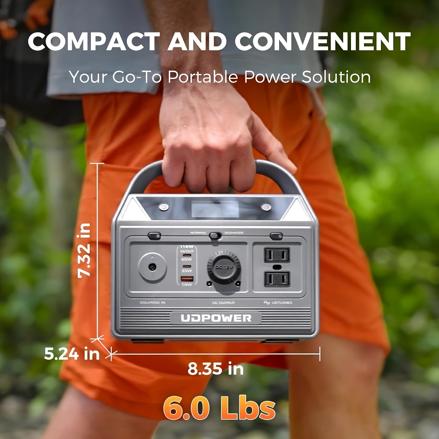 Portable Power Station 595Wh 600W with LiFePO4 Cell Pack, Nine Outputs, USB-C PD and 1200W Surge