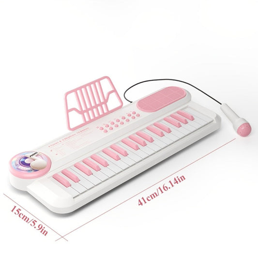 Kids Electronic Keyboard Piano Toy 37-Key White, Multi-Function Beginner Musical Instrument with Microphone, Demo Songs, Rhythms & Lights for Boys Girls Age 3+, USB or AA Battery
